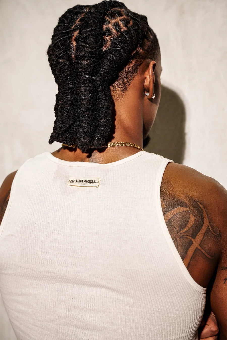 All Is Well Luxe Tank white back label